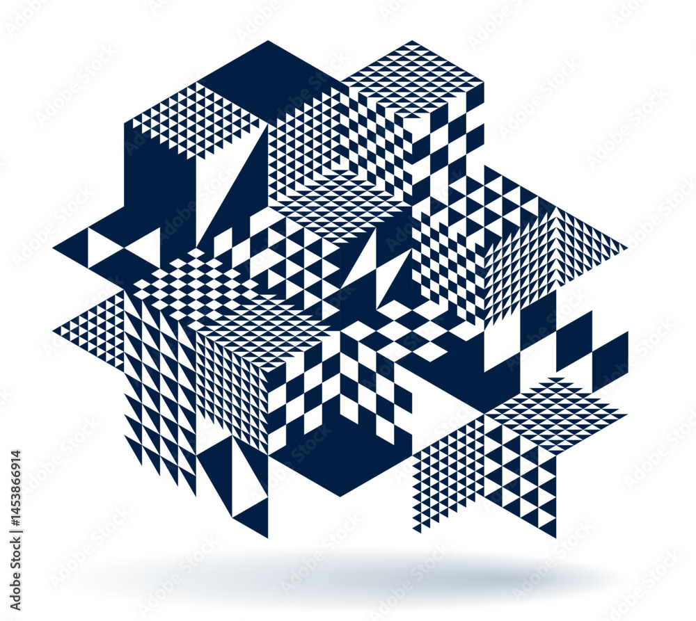 Poster abstract vector geometric background created with 3d cubes and shapes in isometric perspective, abst