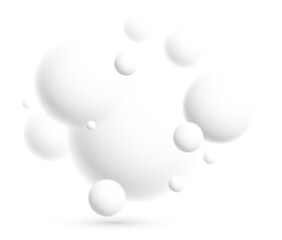 Light and soft 3D defocused spheres vector abstract background, relaxing ambient theme with white balls in levitation, atmospheric wallpaper.