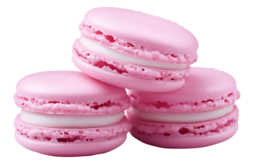 Stack of pink macarons delicious french dessert pastries on transparent background