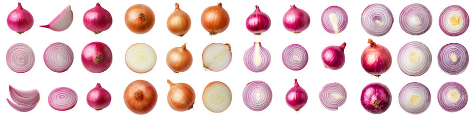 An assortment of fresh, colorful onions.