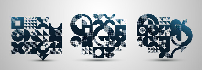 Abstract Bauhaus graphic design set, vector abstract background modern geometric pattern, geometry motif of art wallpapers, tiles compositions collection.