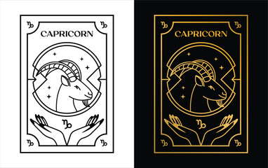 Capricorn horoscope card zodiac vector design