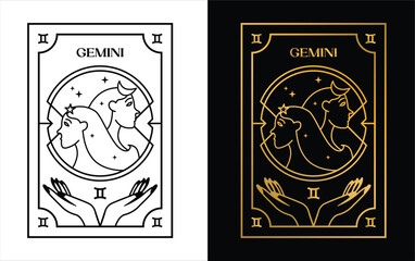 Gemini horoscope card zodiac vector design