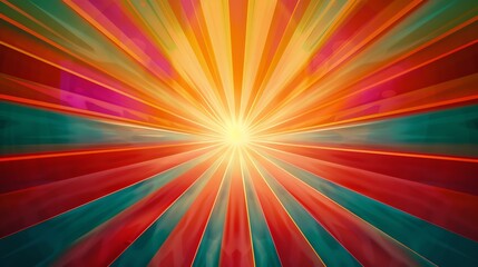 Orange and red sunburst background, retro PPT background with divergent ray illustration.