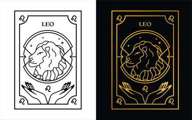 Leo horoscope card zodiac vector design
