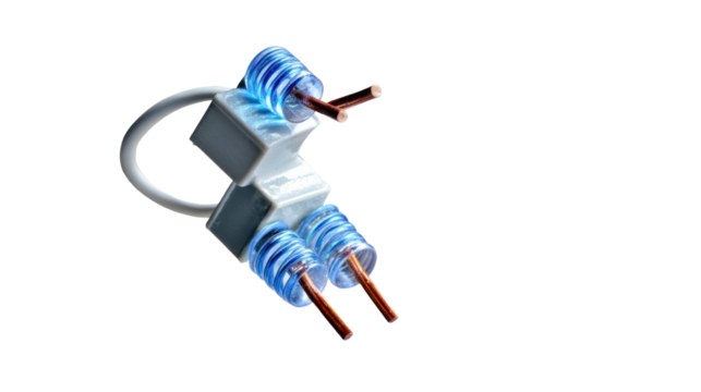 Intricate coil and wire assembly: Close-up shot highlighting the complexity of a modern technological component, showcasing its precise design and interconnected elements.