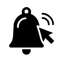 bell with cursor click silhouette on transparent background for web and graphic design