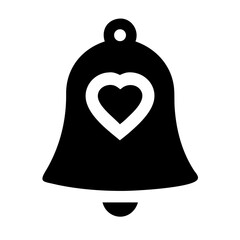 bell with heart silhouette on transparent background for web and graphic design