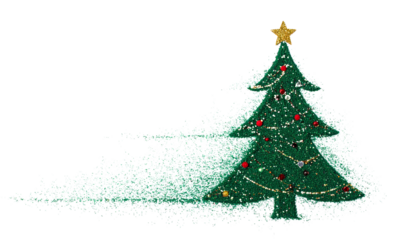Green Christmas tree made by using stippling technique isolated on transparent background