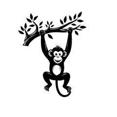 illustration of hanging monkey vector  