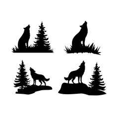Outline of hallowing wolf image vector 
