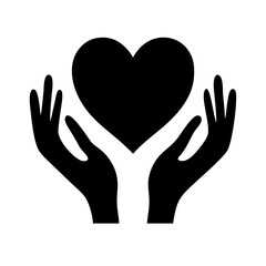 hands holding heart silhouette on transparent background for web and graphic design