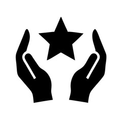 hands holding star silhouette on transparent background for web and graphic design