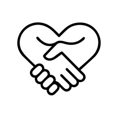 handshake with heart on transparent background for web and graphic design