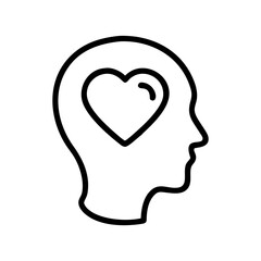head with heart on transparent background for web and graphic design