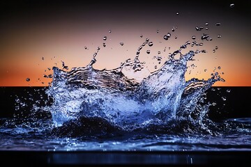 A stunning high-resolution image captures a dramatic water splash, ideal for bottled water advertisements, beverage campaigns, and health-focused promotions.
