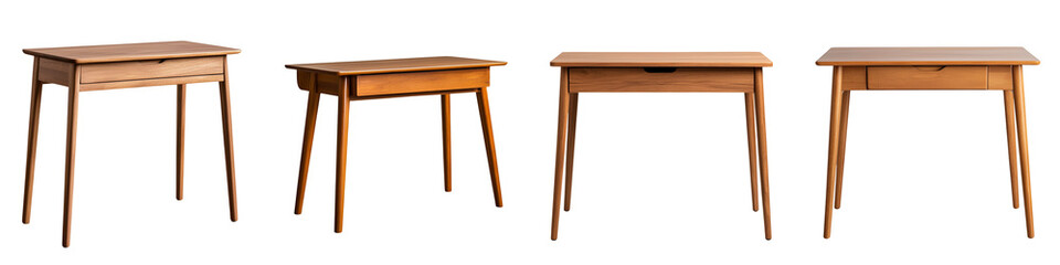 Fototapeta premium Stylish modern wooden tables in various designs
