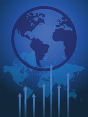 Blue gradient business financial rising trend material vector background