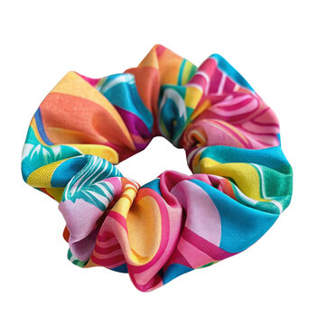 Colorful Abstract Scrunchie: Trendy Hair Accessory isolated on transparent background