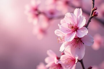 Fototapeta premium Delicate pink sakura blossoms, full bloom, soft petals , botanical, delicate