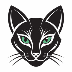Fototapeta premium Clean line cat head vector art illustration.