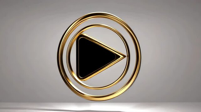 Golden play button icon with a white triangle on light gray background