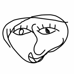 Abstract grunge line minimalist brush face. Abstract face portrait, Modern contemporary art, trendy continuous drawing. Cubism artistic linear portrait.