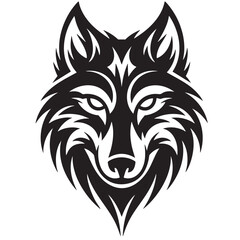 Fototapeta premium Tribal Wolf Head Tattoo Design – Bold Black Ink Art