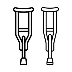Crutch icon. Attribute of treatment or fracture. Symbol of injury or risk, danger or illness. Support for a disabled or sick person.