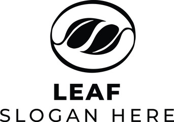 Minimal Black Leaf Circle Logo