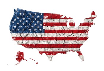 USA map of flag, flag of USA with map isolated on white background