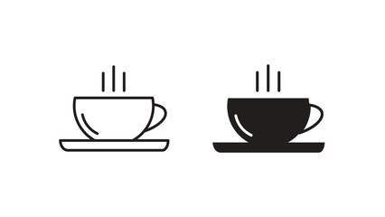 Minimalist Coffee Cup Icons Set - Vector Illustration