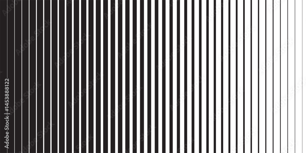 Wall mural black and white striped halftone gradient lines texture. fading vertical stripes gradation backgroun