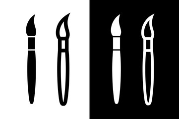 The brush icon. A tool for painting and painting. An attribute of an artist, paint, or creative workshop. Indicates a change in the theme, background, or color palette of an application or interface.