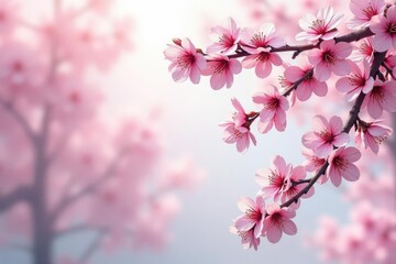 Obraz premium Intricate sakura branch pattern, varying shades of pink and white , elegant, pink flowers, white