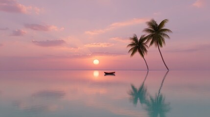 Fototapeta premium Summer sunset serenity tropical beach landscape photography calm waters