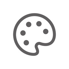 The palette icon. An attribute of an artist, paint, or creative workshop. Indicates a change in the theme, background, or color palette of an application or interface. A tool for painting and painting