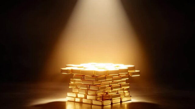 Tower of gold bars collapses turning into coins