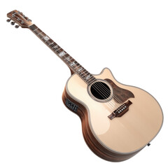 Fototapeta premium Stunning Acoustic Guitar, Exquisite Wood Grain and Design , isolated on white background PNG