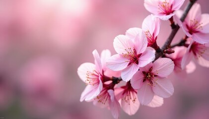 Fototapeta premium Delicate pink sakura blossoms in full bloom, forming a repeating pattern , texture, springtime, japanese