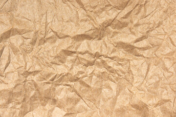 Realistic Crumpled Torn Brown Paper Textured Background for Creative Project.