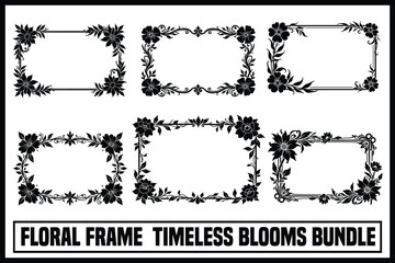 Obraz premium Floral Frame Timeless Blooms Bundle | Elegant SVG & PNG Frame Designs 
