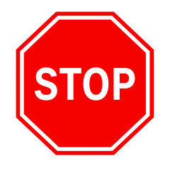 Stop sign icon in red octagon shape