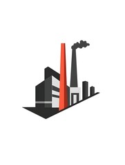 Obraz premium Industrial Factory Building with Smokestack: Urban Architecture Advancing Manufacturing and Sustainability in Cityscape Environment