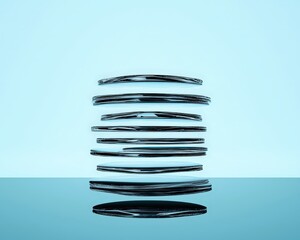 A stack of plates is shown in a blue background