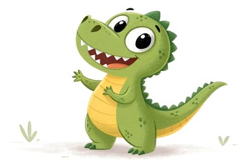 Fototapeta premium Cheerful Cartoon T-Rex Dinosaur Illustration for Kids 