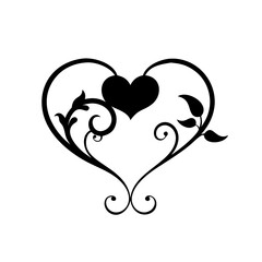Heart with Floral Swirl Accents