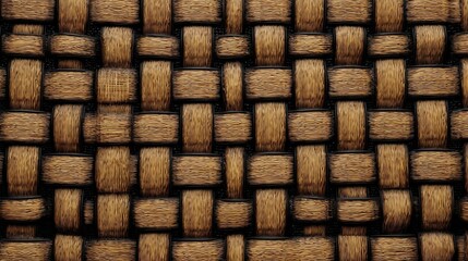 Detailed Close up of Interwoven Brown Wicker Texture Background Perfect for Design Projects