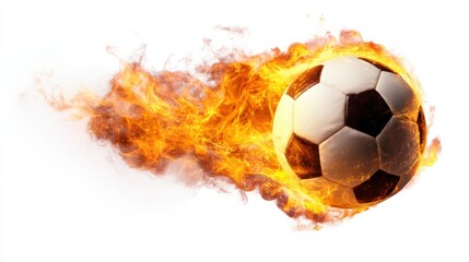 Fototapeta premium Fiery Soccer Ball in Motion A Dynamic Sports Image Perfect for Websites and Print