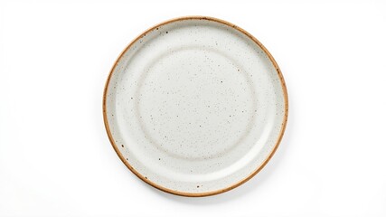 Elegant Ceramic Plate on White Background, Studio Shot